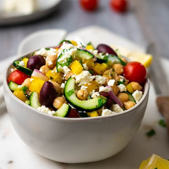 Greek Chickpea Salad - Recipe photo by FoodborneWellness