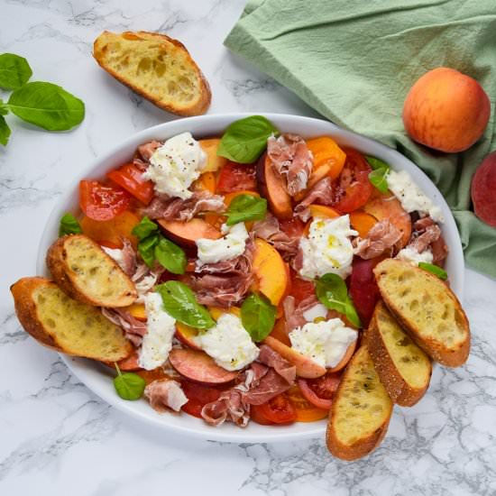 Peach and Heirloom Tomato Caprese - Recipe photo by freshapron