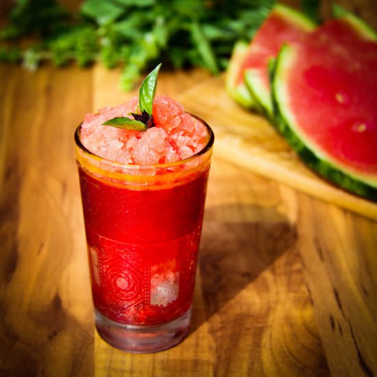 Vodka Watermelon and Basil Granita - Recipe photo by Devancameron