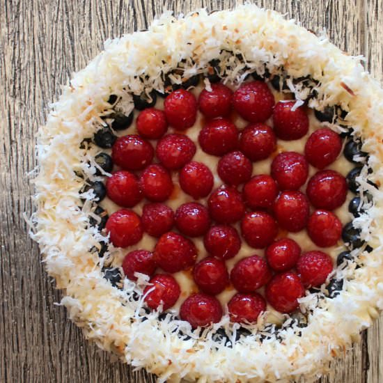 Triple Coconut Tart with Berries - Recipe photo by TwoBitTart