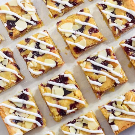 Double Cherry Bakewell Blondies - Recipe photo by Sweet Mouth Joy
