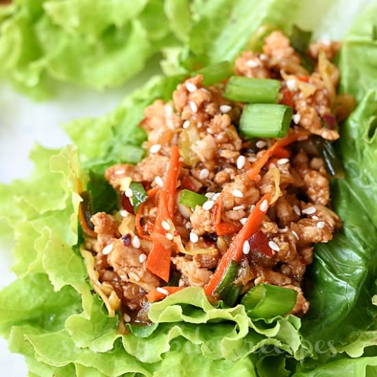 Thai Chicken Lettuce Wraps - Recipe photo by Savory Bites