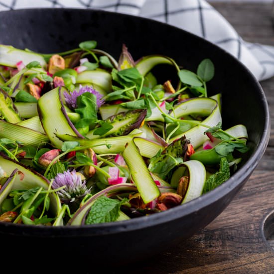 Shaved Asparagus Salad with Burrata - Recipe photo by dishnthekitchen