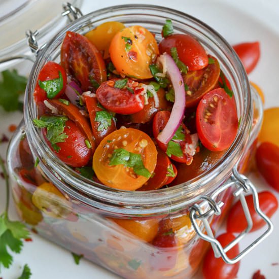Quick Marinated Cherry Tomato Salad - Recipe photo by fitmealideas