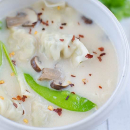 Spicy Coconut Wonton Soup - Recipe photo by fakeginger