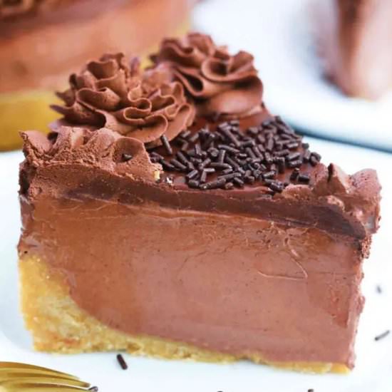 No Bake Chocolate Cheesecake - Recipe photo by peasandpeonies