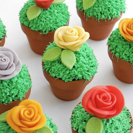 Flowerpot Chocolate Chip Cupcakes - Recipe photo by BirdsParty