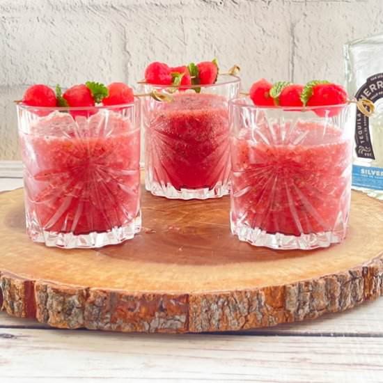 Boozy Watermelon-Strawberry Slush - Recipe photo by asiancaucasian