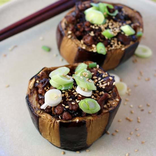 Miso pork stuffed eggplant - Recipe photo by Food Gal