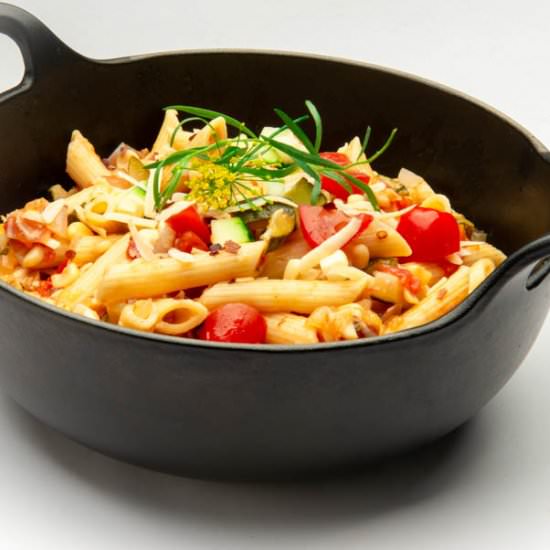 Pasta With Fresh Corn and Zucchini - Recipe photo by Blue Cayenne