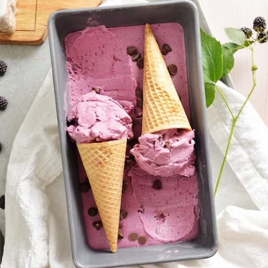 Raspberry Chocolate Chip Ice Cream - Recipe photo by joytothefood