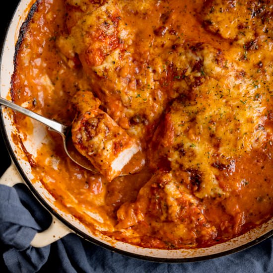 Easy Lasagne-Style Chicken Bake - Recipe photo by KitchenSanctuary