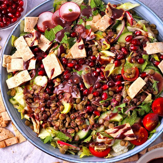 Lentil Pomegranate Salad - Recipe photo by veganwithgusto