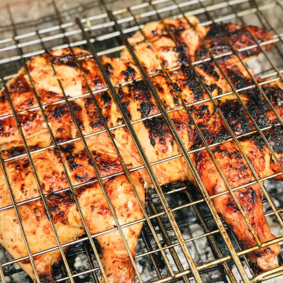 Charcoal-Grilled Spatchcock Chicken - Recipe photo by gingerandseasalt