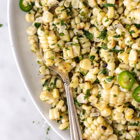 grilled corn salad with serranos - Recipe photo by withspice