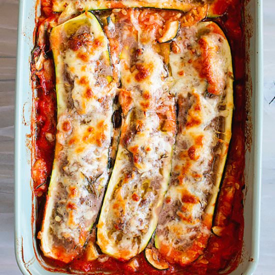 Ground Beef Stuffed Zucchini Boats - Recipe photo by MasalaHerb