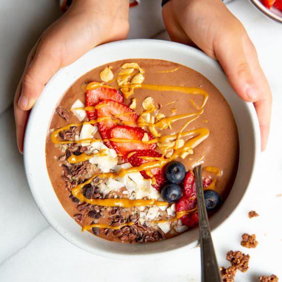 Chocolate Protein Smoothie Bowl - Recipe photo by FromScratchFast