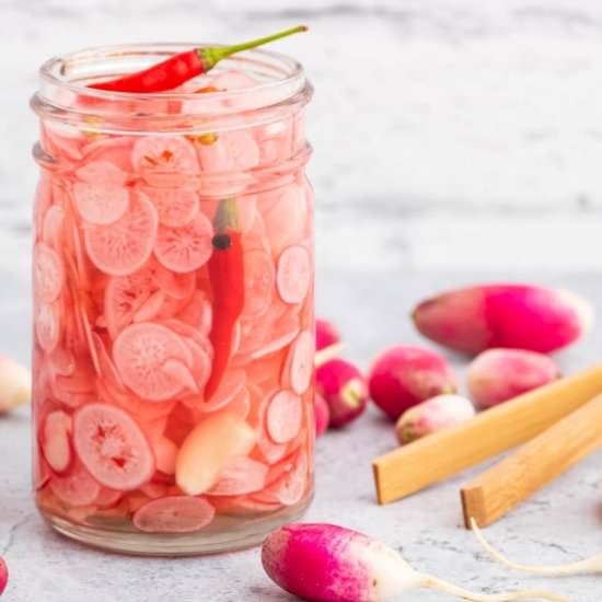 Quick Pickled Radishes - Recipe photo by noshingwiththenolands