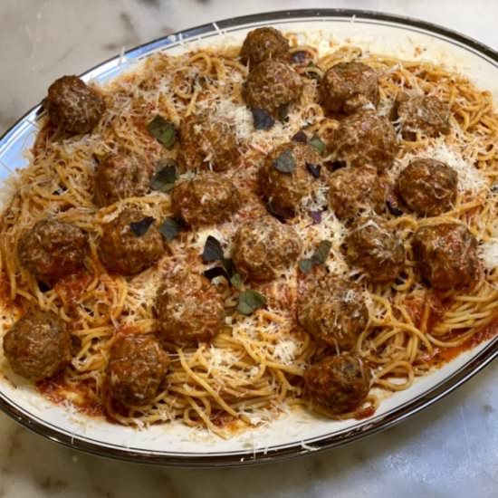 Spaghetti + Italian Spice Meatballs - Recipe photo by CoogansKitchen
