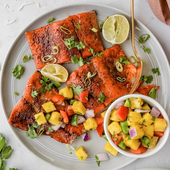 Salmon with Pineapple Salsa - Recipe photo by balancewithjess
