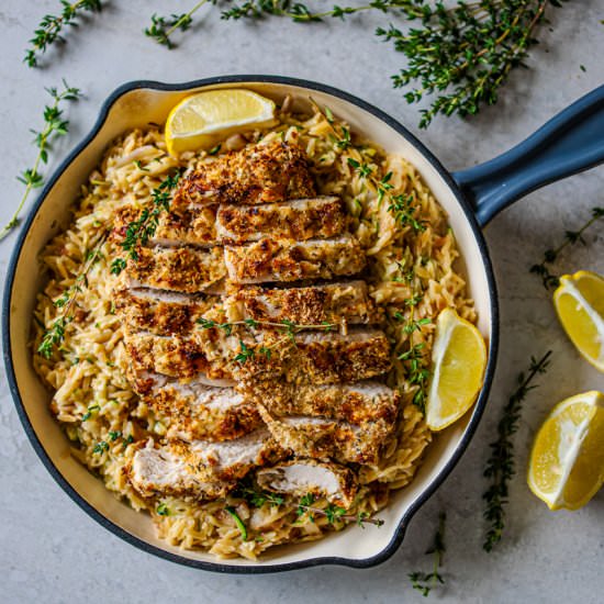 HERB-CRUSTED CHICKEN AND ORZO - Recipe photo by TaylahsKitchen