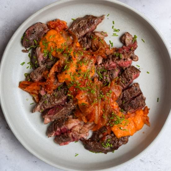 Steak with Kimchee (Kimchi) Sauce - Recipe photo by missrachelphipps