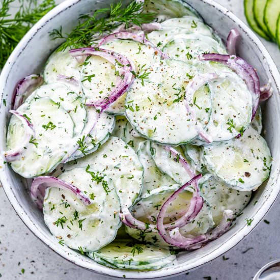 CREAMY CUCUMBER SALAD - Recipe photo by healthyfitnessmeals