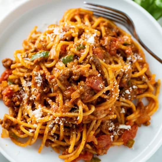 Instant Pot Spaghetti - Recipe photo by TheCozyCook