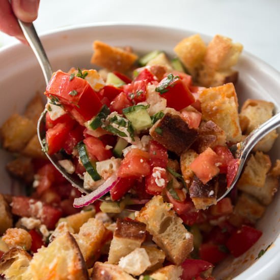 Feta and Basil Panzanella - Recipe photo by InquiringChef