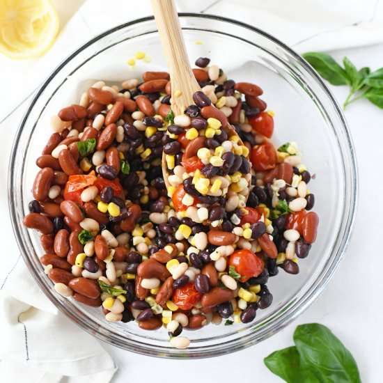 Three Bean Salad with Corn and Toma - Recipe photo by Savvysavingcouple