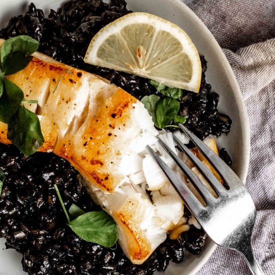 squid ink barley risotto - Recipe photo by whisked away kitchen