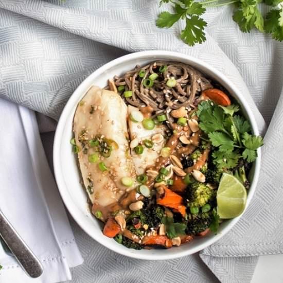 Peanut Soba Noodles with Tilapia - Recipe photo by fANNEtastic food