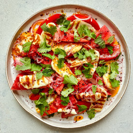 Lime Halloumi Watermelon Salad - Recipe photo by Flaevor