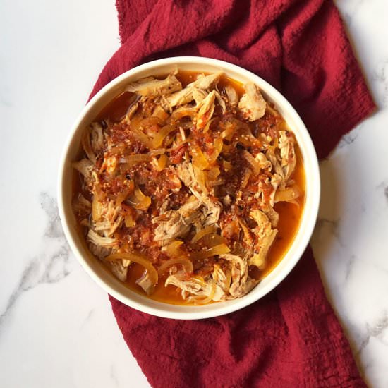 Crockpot Chicken Tinga - Recipe photo by twopinkpeonies