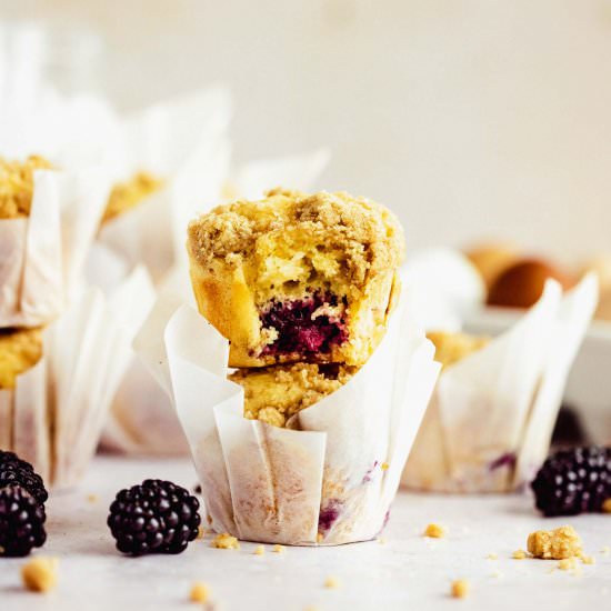 Blackberry Crumble Muffins - Recipe photo by FlouringKitchen