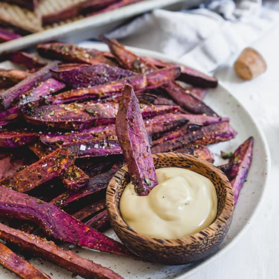 Purple Sweet Potato Fries - Recipe photo by Running to the Kitchen