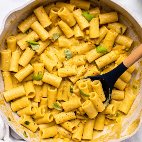 Vegan Charred Corn and Basil Pasta - Recipe photo by from my bowl