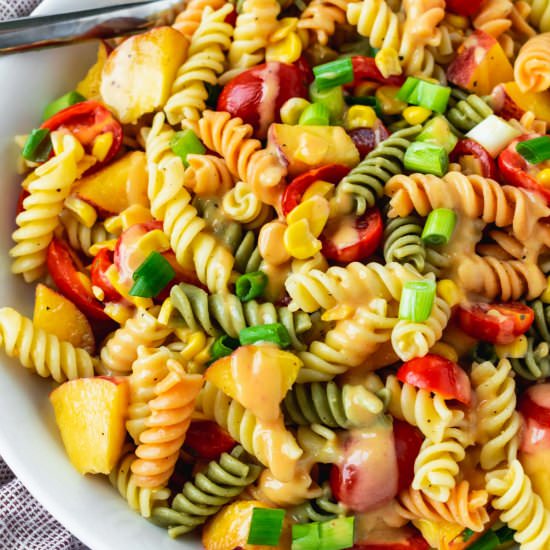 Summer Peach Pasta Salad - Recipe photo by sticksscratchkitchen