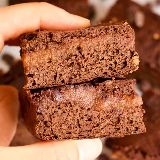 Caramel-Stuffed Chocolate Brownies - Recipe photo by HealthyHelper