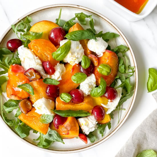Baked stone fruit caprese salad - Recipe photo by Low Histamine Kitchen