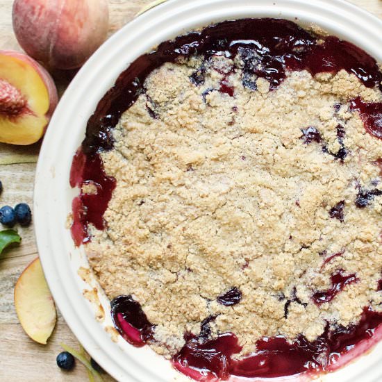 peach & blueberry crumble - Recipe photo by ahintofrosemary