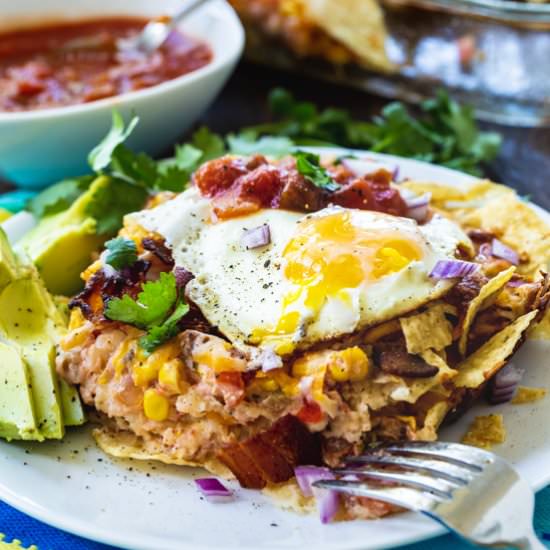 Bacon and Egg Chilaquiles - Recipe photo by spicysouthernkitchen