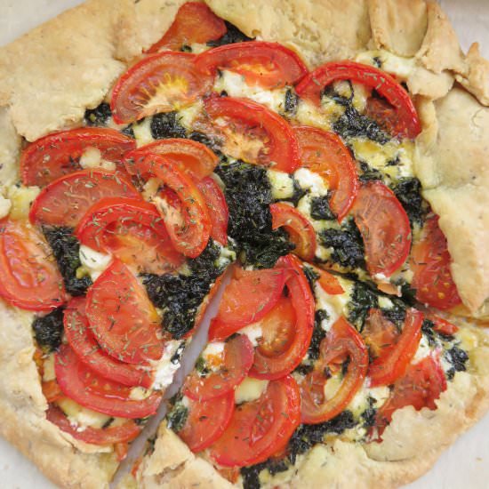 Tomato Spinach and Goat Cheese Tart - Recipe photo by themidwestkitchenblog