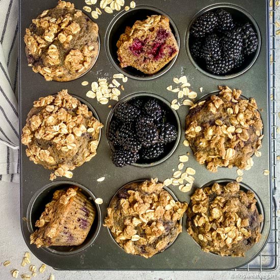 Vegan Blackberry Muffins - Recipe photo by No Sweat Vegan