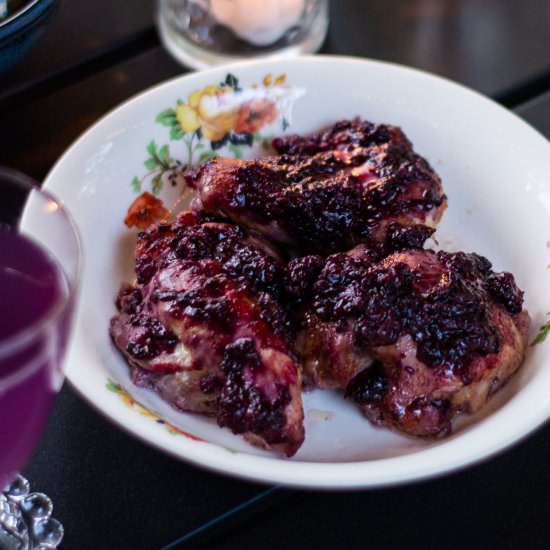 Apricot and Blackberry Chicken - Recipe photo by thelibrarykitchen