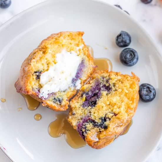 BLUEBERRY HONEY CORNBREAD MUFFINS - Recipe photo by KitchenDivas