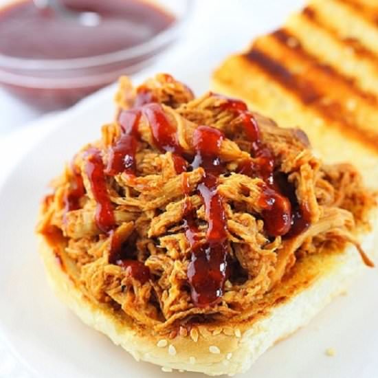slow cooker BBQ pulled chicken - Recipe photo by nowcookthis