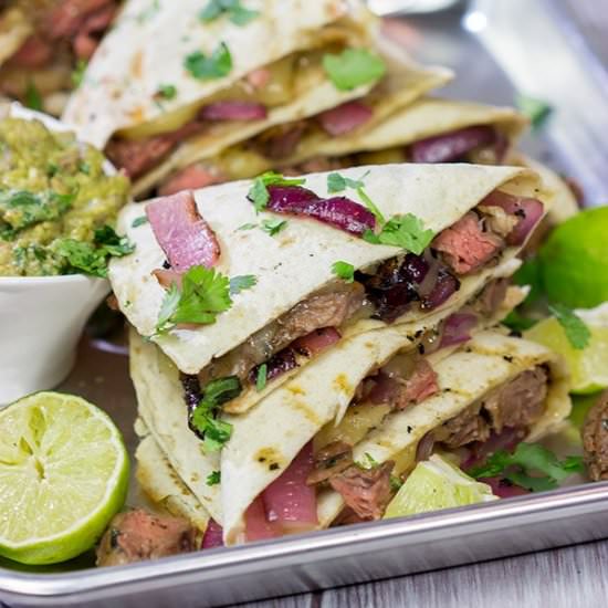 Grilled Skirt Steak Quesadillas - Recipe photo by spicedblog
