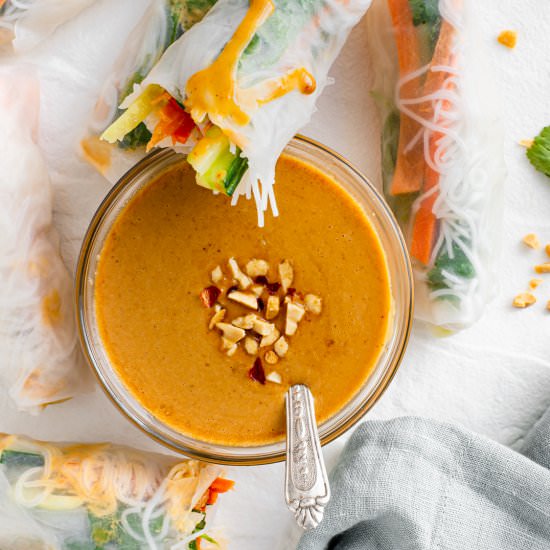Fresh Rolls With Peanut Sauce - Recipe photo by tastythriftytimely