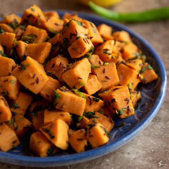 Sweet Potatoes w/ Cumin Seeds - Recipe photo by nutsfornaan